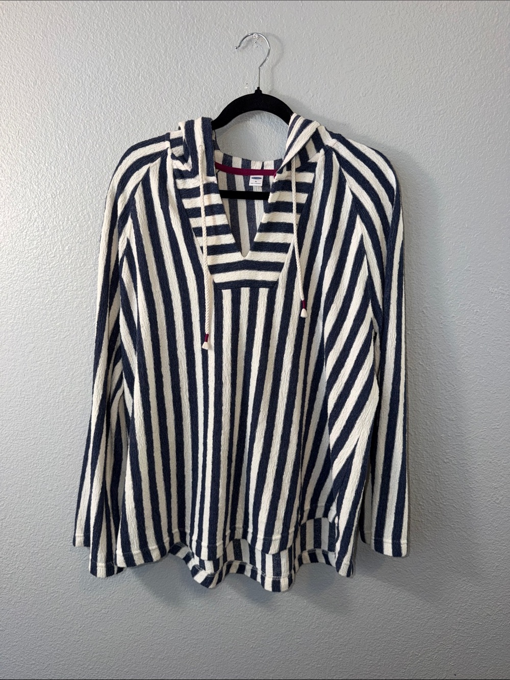 Old Navy Striped Navy and White Hooded Pullover Top
